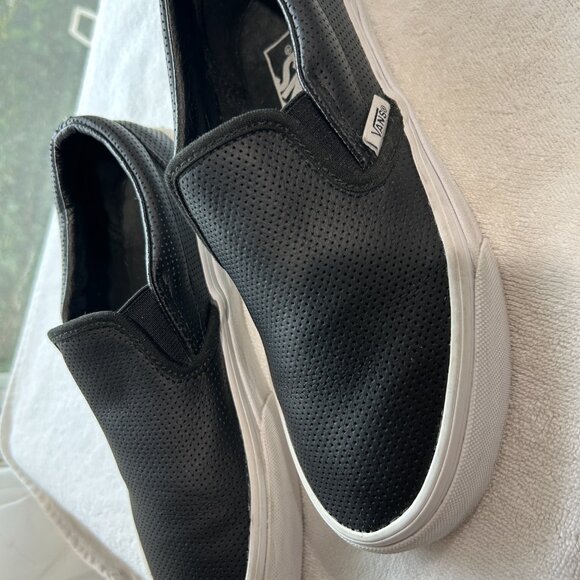 Vans Classic Slip-On Perforated Leather Shoe Black - Picture 2 of 8